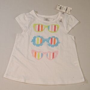 First Impressions White Short Sleeve Tees With Sunglasses Print NWT Size 4T
